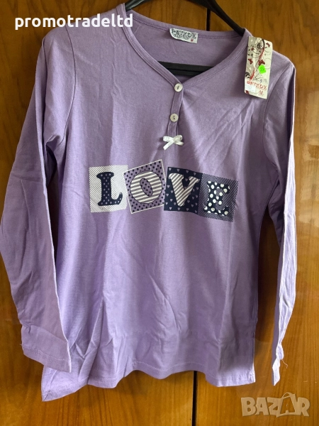 Българска дамска пижама трико дълъг ръкав и панталон , снимка 1