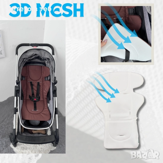 Постелка против изпотяване с уши 3д меш Кафява, снимка 1