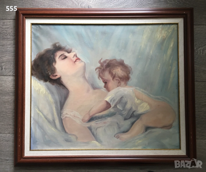 Голяма стара картина масло на платно, снимка 1