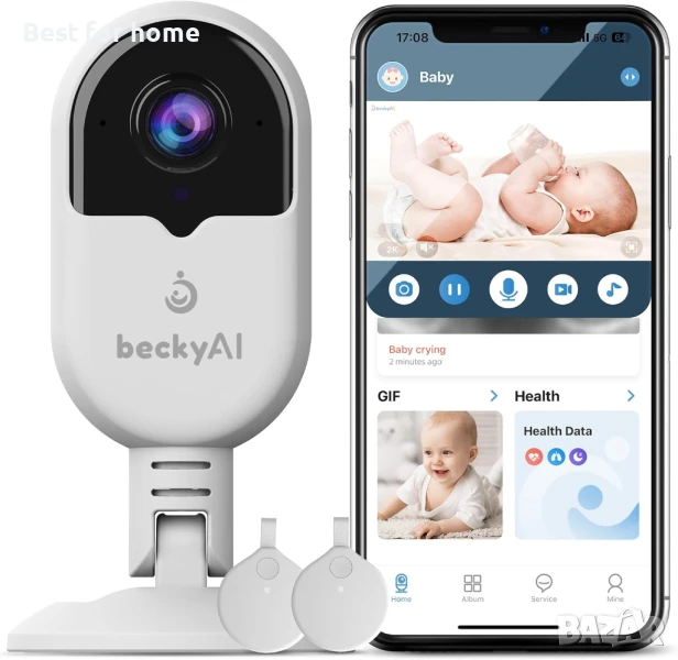 Умен бебефон Becky Ai анализира състоянието на сърдечната честота и качеството на съня, снимка 1