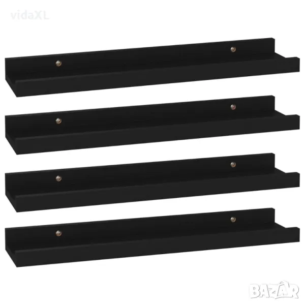 vidaXL Стенни рафтове, 4 бр, черни, 40x9x3 см (SKU:326667), снимка 1