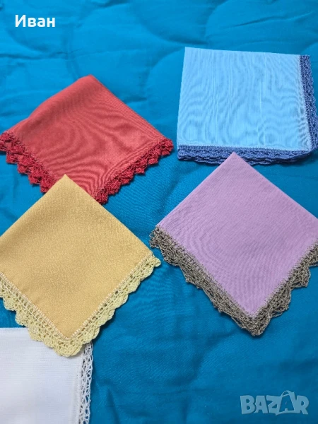 Копринени кърпички с дантела , снимка 1