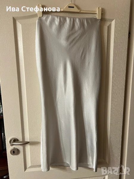  Нова дълга елегантна пола тип русалка сатен сатенена течно злато , снимка 1