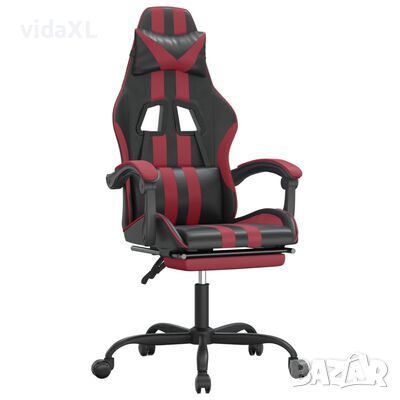 vidaXL Въртящ гейминг стол с подложка черно-червен изкуствена кожа（SKU:349538, снимка 1