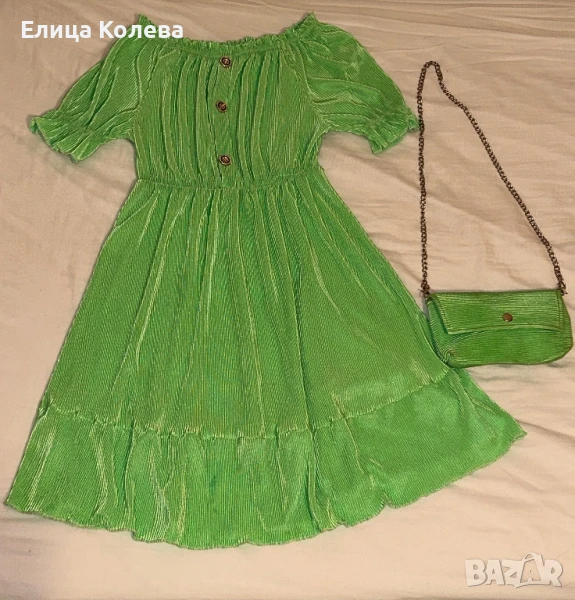 Прелестна рокля с чантичка в комплект, размер за момиче 140 см, снимка 1