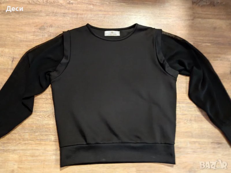 черна блузка с тюлени ръкави, снимка 1