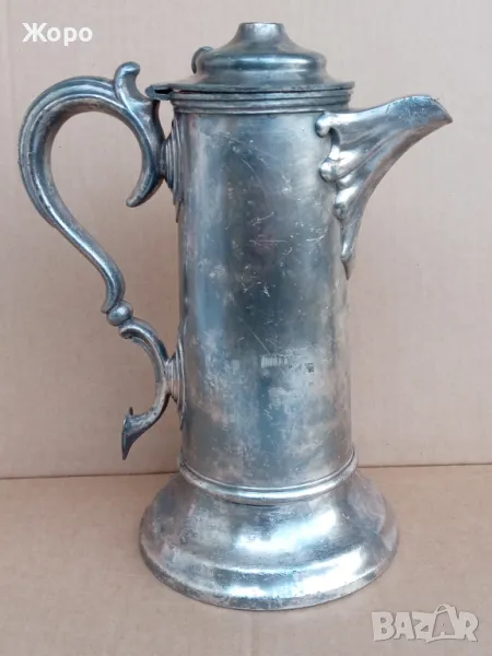 посребрена голяма старинна кана 19ти век, снимка 1