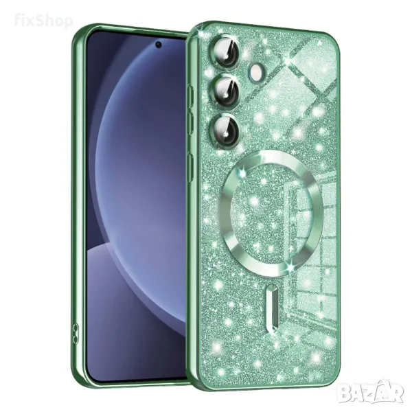 Калъф fixGuard - Luxury Glitter MagSafe - Samsung Galaxy S25 - Light Green, снимка 1