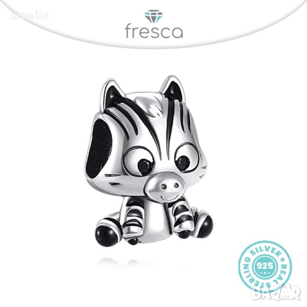 Талисман Fresca по модел тип Пандора сребро 925 Pandora Sweet Zebra Charm. Колекция Amélie, снимка 1