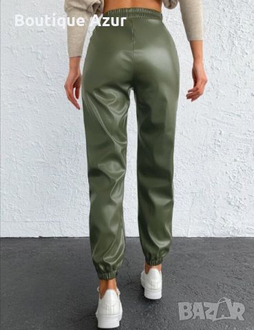 дамски кожен панталон зелен, снимка 2 - Панталони - 45871740