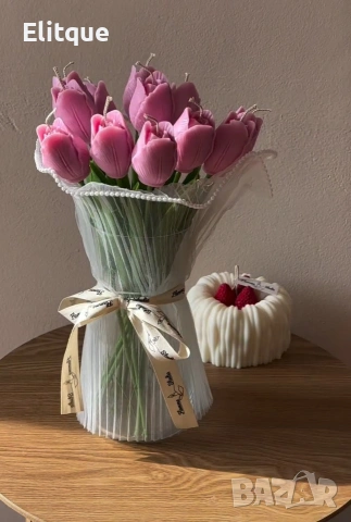 ръчно изработени сапунени букети лалета, снимка 2 - Подаръци за жени - 53461561