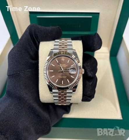 Rolex Datejust 41mm Two Tone Rose Gold Chocolate Automatic Мъжки / Унисекс Различни Варианти, снимка 6 - Мъжки - 54047827