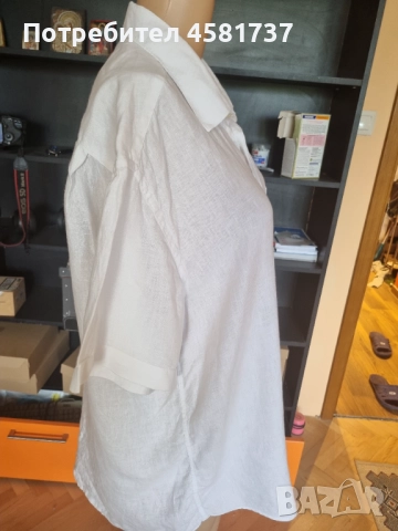 Бяла ленена мъжка риза Col Bleu, размер XL, снимка 4 - Ризи - 51758223