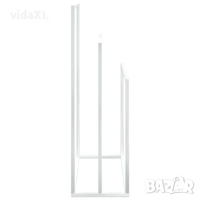 vidaXL Свободностояща поставка за кърпи, бяла, 48x24x79 см, желязо(SKU:343091), снимка 4 - Други - 49206864