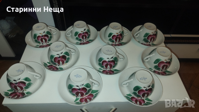 Дружковский фарфоровый завод  СССР стар руски порцелан сервиз за чай ръчно рисуван  , снимка 3 - Колекции - 43580849