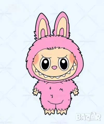pop mart Labubu Лабубу малко розово човече анимация термо щампа апликация картинка за дреха лепенка, снимка 2 - Други - 50023787