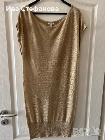 Нова дълга елегантана официална парти златиста туника Massimo Dutti, снимка 2 - Туники - 49813638