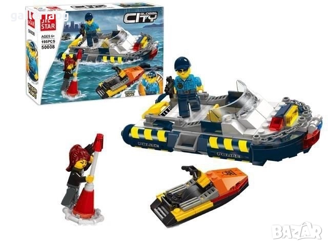 🚤 Конструктор Полицейска лодка и джет – 195 части 🌊