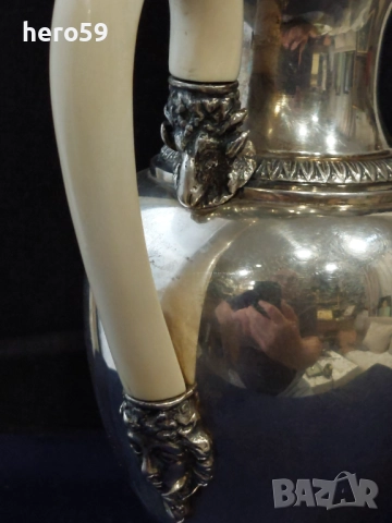 Сребърна кана с дръжка от слонова кост, сребро 800,вместимост 500мл.сребърна чаша, снимка 5 - Аксесоари за кухня - 51563660