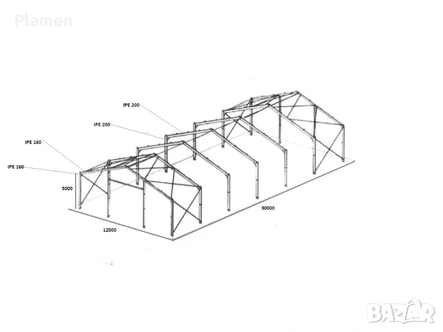 Метално хале - ригел - метална конструкция 12х30м, снимка 3 - Индустриална техника - 54059894