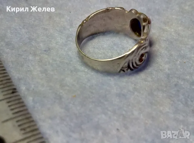 СТАРИНЕН АР НУВО ФЛОРАЛЕН СКЪПОЦЕНЕН СРЕБЪРЕН ПРЪСТЕН СРЕБРО ВИСОКА ПРОБА с ШЛИФОВАН ЛАЗУРИТ 25290, снимка 11 - Антикварни и старинни предмети - 49886234