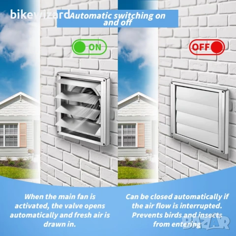 Вентилационна решетка от неръждаема стомана 150 мм с обратна клапа защита от атмосферни влияния НОВА, снимка 3 - Други стоки за дома - 53434726