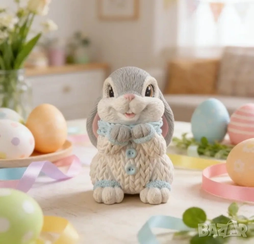 Молд зайче с плетен гащеризон , снимка 5 - Форми - 53494196