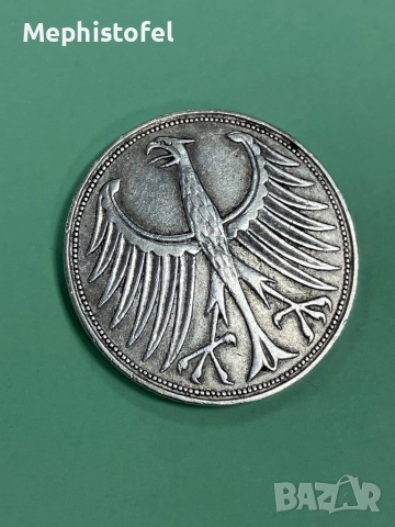 5 марки 1951 г, Германия - сребърна монета , снимка 2 - Нумизматика и бонистика - 52824707