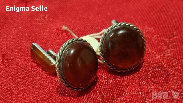 Стари,Дамски Бутонели с Кехлибар ., снимка 3 - Антикварни и старинни предмети - 52528199