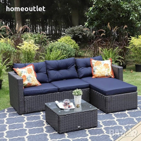 Градински комплект от 3 части изработен от PVC ратан и метална основа PHIVILLA E02GF0206-069-03, снимка 3 - Градински мебели, декорация  - 51616156