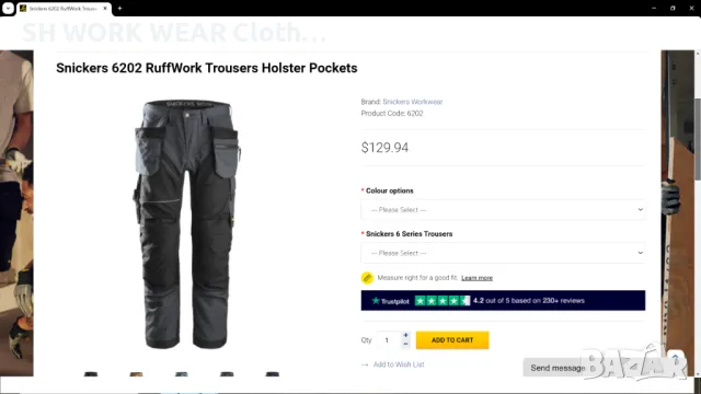 Snickers 6202 Work Stretch Trousers 52 / L работен панталон с от части еластична материя W4-231, снимка 2 - Панталони - 47044873