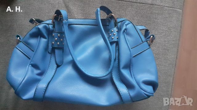 Синя дамска чанта с къса и дълга дръжка, снимка 4 - Чанти - 46061442