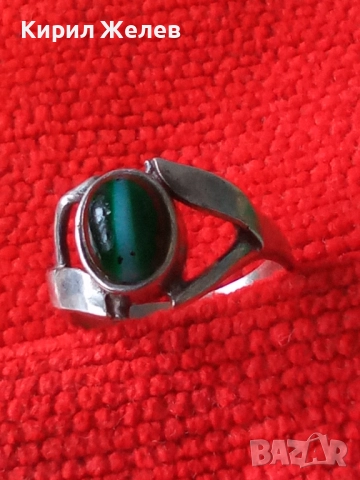 СТАР Винтидж АРТ СКЪПОЦЕНЕН СРЕБЪРЕН ПРЪСТЕН СРЕБРО 900 с РЯДЪК ЦВЯТ ПОЛИРАН КАМЪК КОТЕШКО ОКО 47538, снимка 10 - Антикварни и старинни предмети - 50489487
