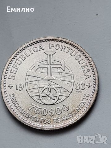 PORTUGAL. 750 ESCUDOS. 1983 год. SILVER 0.835, снимка 2 - Нумизматика и бонистика - 45807312