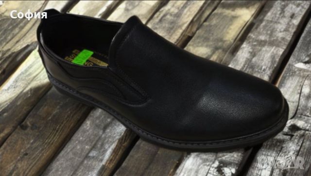ГИГАНТ Официални мъжки кожени обувки без връзки, голям размер, снимка 1 - Официални обувки - 45748710