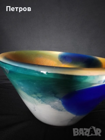 фруктиера, купа стъкло 13.5/22.5 см, снимка 3 - Антикварни и старинни предмети - 53062518