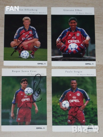 Байерн Мюнхен ОРИГИНАЛНИ картички Щефан Ефенберг, Джоване Елбер, Роке Санта Круз, Пауло Сержио 2000 