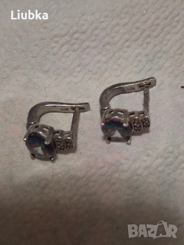 сребърни обеци с камъни, снимка 2 - Обеци - 53461676