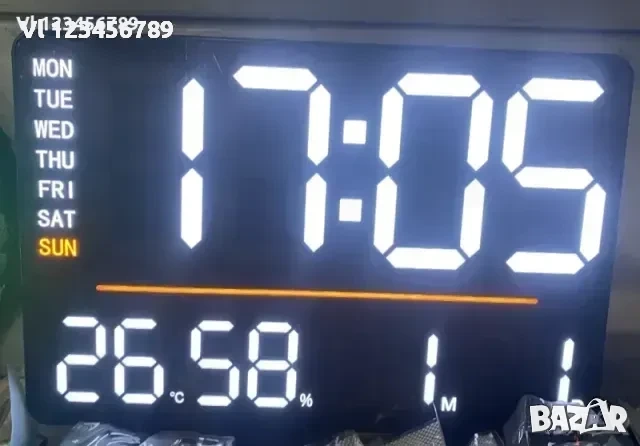 LED стенен часовник X6636 с време,седмица,температура,влажност+дистанц 