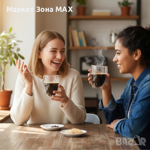 Комплект 2 термоустойчиви чаши от боросиликатно стъкло – 250 мл, двойно дъно, снимка 4 - Чаши - 53249953