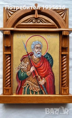 Дърворезба- домашен иконостас "Св. Мина ", снимка 2 - Други - 53676310