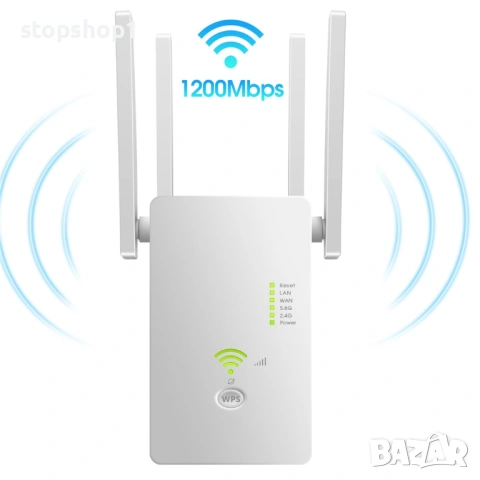 AC 1200M 5G & 2.4G Двубандов WiFi удължител, ретранслатор, рутер, усилвател на безжичен сигнал - бял