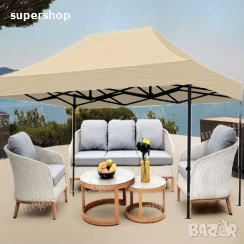 Градинска Шатра 3х4.50 с Усилена Конструкция и Гумирано Покривало, снимка 3 - Градински мебели, декорация  - 53849372