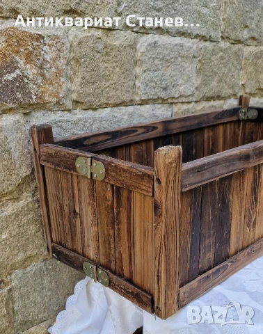 🪵🌸 Винтидж дървена поставка за саксии / кашпа 🌿, снимка 16 - Саксии и кашпи - 51146743