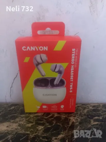 Слушалки CANYON CN S-TWS5PU PURPLE, снимка 1 - Bluetooth слушалки - 46844926