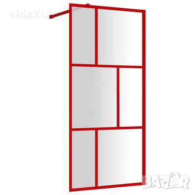 vidaXL Стена за душ с прозрачно ESG стъкло, червена, 80x195 см, снимка 1 - Паравани - 45540814