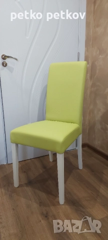 Трапезен стол еко кожа (електриково зелен), снимка 3 - Столове - 52821914