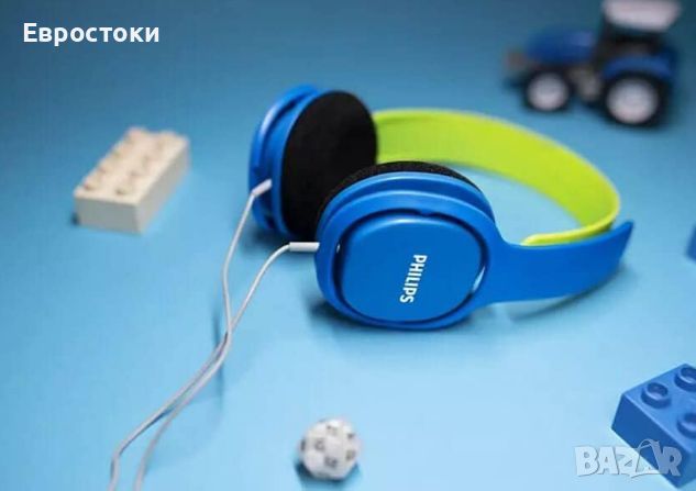Детски слушалки Philips Kids SHK2000BL, кабелни 3,5 мм, цвят: синьо зелен. Чисто нов продукт, снимка 3 - Слушалки, hands-free - 46320786