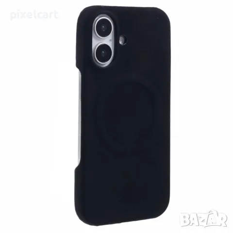 Удароустойчив калъф Leather Touch MagSF за iPhone 16 Plus, Черен, снимка 1 - Калъфи, кейсове - 47916868