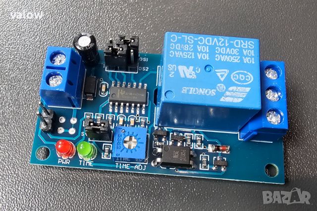 Модул реле за време таймер закъснение 0.1 сек до 60 мин 12V, снимка 1 - Друга електроника - 46030548